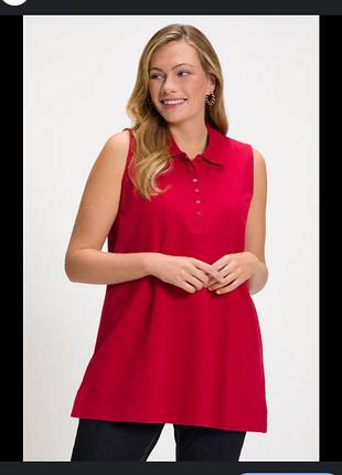 Блуза безрукавка 100% бавовна , футболка - поло розмір 54 - 56 ulla  popken , сорочка безрукавка