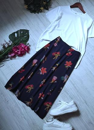Юбка миди madewell женская натуральная легкая юбка в цветы в цветочный принт