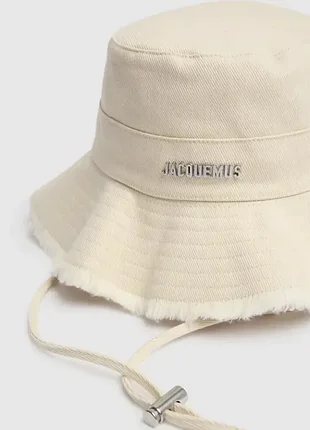Панама jacquemus le bob artichaut з логотипом бавовна молочна