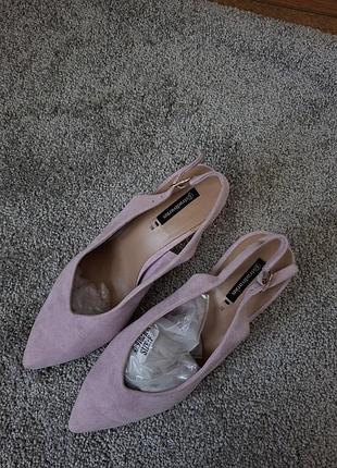 Туфли слингбеки мюли лаванда экозамша лето весна