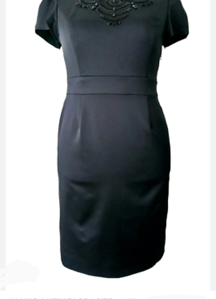 Елегантна чорна святкова сукня зі стразами  р.46