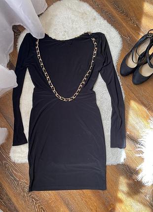 Чорна сукня міні плаття відкрита спина цепочка