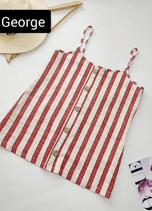 Женская майка на бренде полоска красная с пуговицами от бренда george s