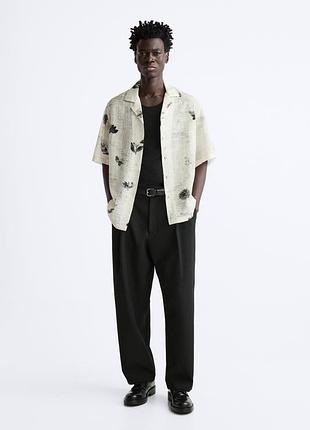 Рубашка, тенниска, шведка с акварельным принтом от zara l- л2 фото