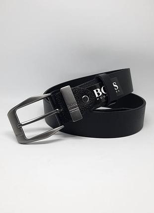 Чоловічий шкіряний ремінь hugo boss чорний ремінь з натуральної шкіри