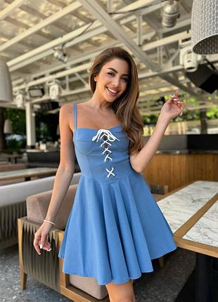 Сарафан джинсовый на шнуровке