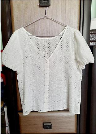 Блуза из прошвы с рукавом фонарик 12/14 🎀🎀🎀