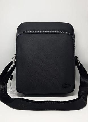 Чоловіча сумка пвх lacoste чорна сумка брендова