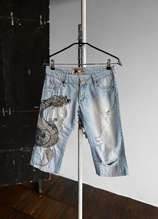 Dsquared2 vintage rare japan dragon shorts y2k жіночі, вінтажні, подовжені шорти з джинсу, деніму