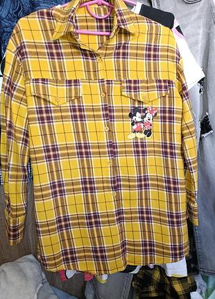 Рубашка в клетку микки маус