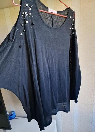 К4 футболка тонкая туника блуза р.50-56 оверсайз коттон 65%