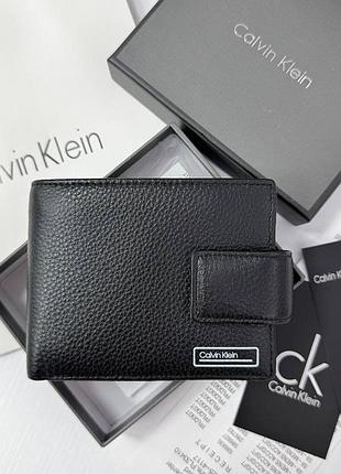 Кожаный кошелек calvin klein из натуральной кожи мужской кошелек на кнопке