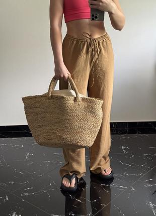 Соломʼяна/обʼємна джутова сумка zara home