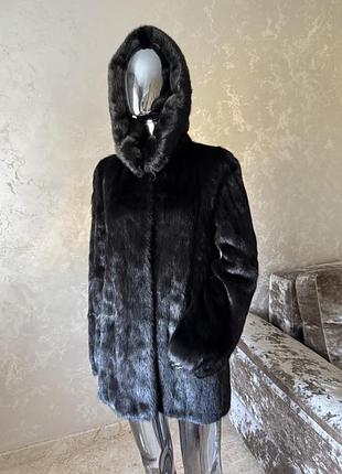 Шуба норкова норка з капюшоном