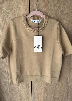 Джемпер топ zara, вʼязаний бежевий топ