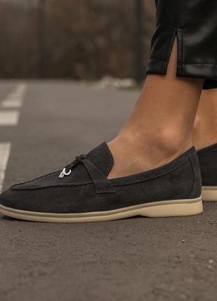 Loro piana dark grey🆕 шикарні жіночі балетки 🆕 купити накладений платіж7 фото