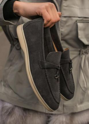 Loro piana dark grey🆕 шикарні жіночі балетки 🆕 купити накладений платіж9 фото