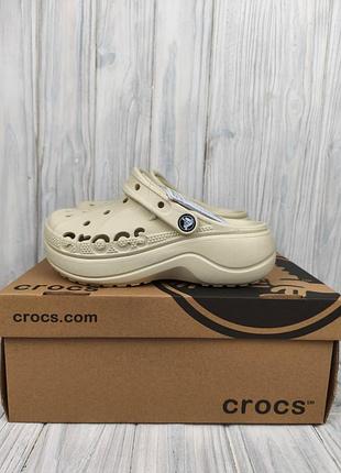 Сабо crocs classic baya platform clog bone
