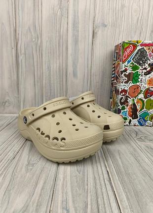 Сабо crocs classic baya platform clog bone