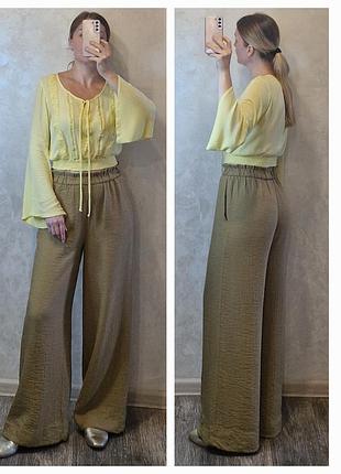 Широкие муслиновые брюки брюки палаццо zara