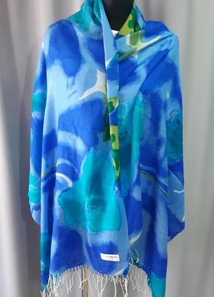 Палантин синьо-бірюзовий pashmina