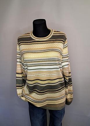 Свитер желто-оливковый с люрексом германия xl-xxl