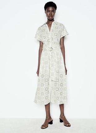 Летнее платье прошва от zara из натуральной ткани.