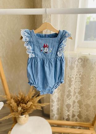 Джинсовий боді з мінні на 9-12 місяців