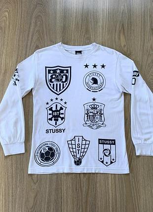 Мужская хлопковая кофта лонгслив с принтом stussy