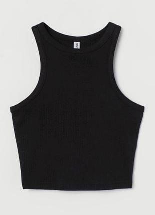 Базовий чорний топ-майка в рубчик від h&m◾️