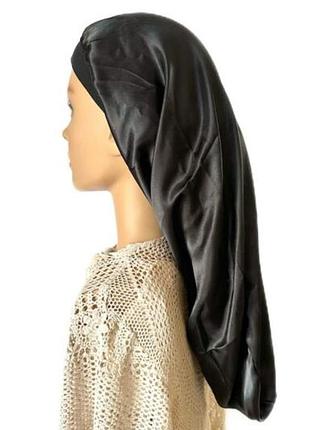 Шовковиста сатинова довга чорна шапочка для волосся сну унісекс нова