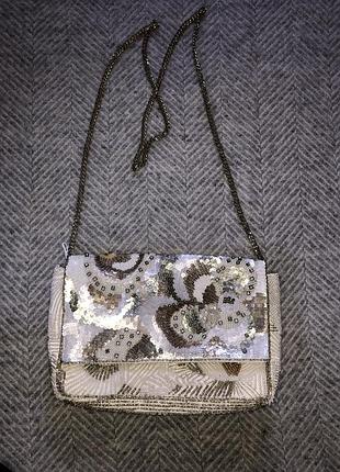 Вишита сумка бісером пайєтка вышитая сумка сумочка бисер пайетка