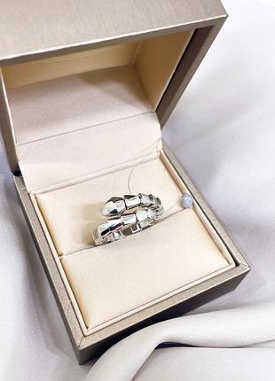 Серебряное кольцо булгари bulgari массивная крупная змея змейка классика стильное тренд серебро проба 925 новое с биркой