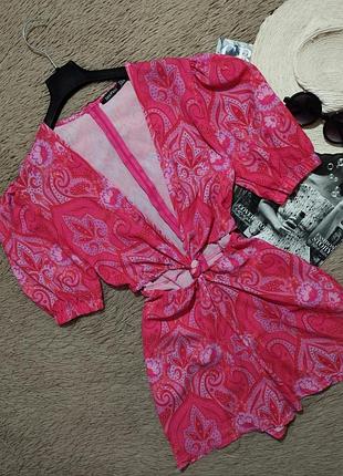 Красивый комбинезон с узлом и рукавами-фонариками/комбез/ ромпер