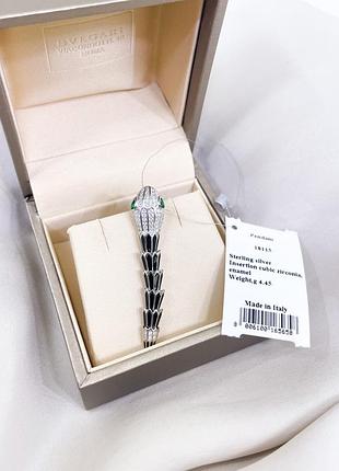 Серебряный кулон подвеска булгари bulgari массивная крупная змея змейка с камнями классика стильное тренд серебро проба 925 новое с биркой
