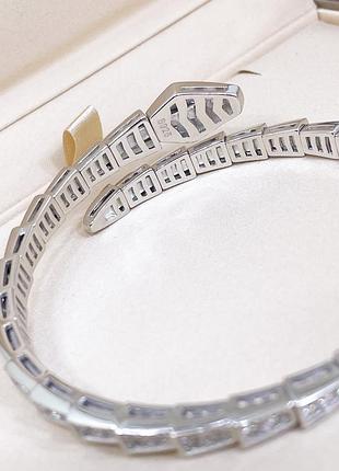 Серебряный браслет булгари bulgari массивная крупная змея змейка с камнями классика стильное тренд серебро проба 925 новое с биркой6 фото
