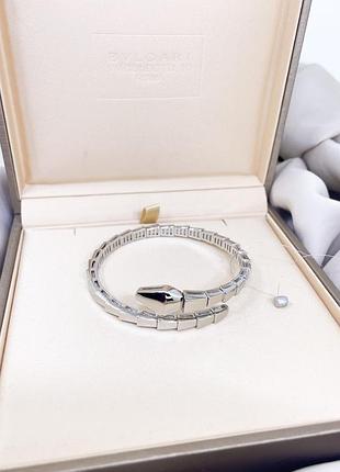 Серебряный браслет булгари bulgari массивная крупная змея змейка классика стильное тренд серебро проба 925 новое с биркой