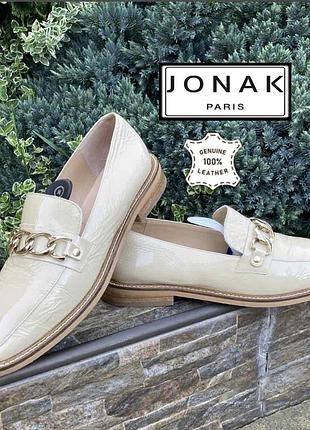 Jonak франція ексклюзивні шкіряні жіночі лофери мокасини туфлі натуральна шкіра 38р.оригінал