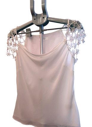 М-л 46-48 майка топ футболка винтаж с кружевом ажурная блуза блузка 14 40-42 літо макраме