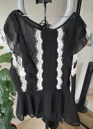 Новая ажурная блузка плиссе шифон стильная трендовая
