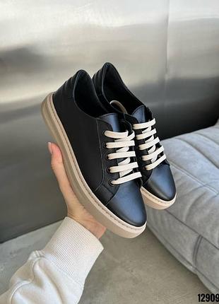 Кеди чорні жіночі натуральна шкіра  виробництва україни