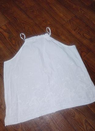 Белая женская майка блуза хлопок вискоза вышивка