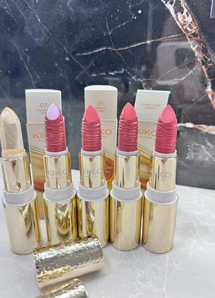 Kiko помада gold reflections gleam & care lipstick spf30 05, 05, бальзам
