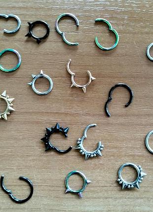 Титанові сережки для пірсингу носа вух брів губ септум смайл