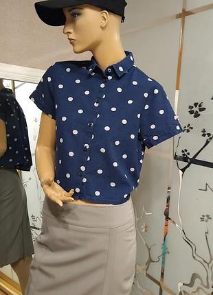 Блуза сорочка вкорочена polka dot