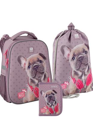 Рюкзак укомплектований kite education studio pets 38х29х16 см 16 л рожевий