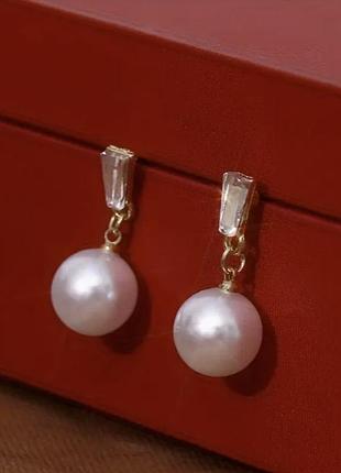 Серьги с жемчугом под золото