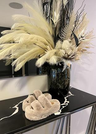Капці тапки з хутром відкриті на високій підошві нові