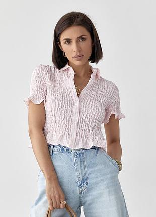 Смугаста блуза з ефектом жатки