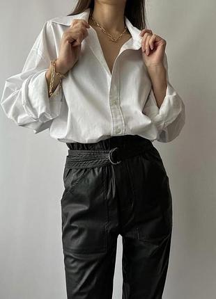 Біла жіноча сорочка оверсайз блузка рубашка женская